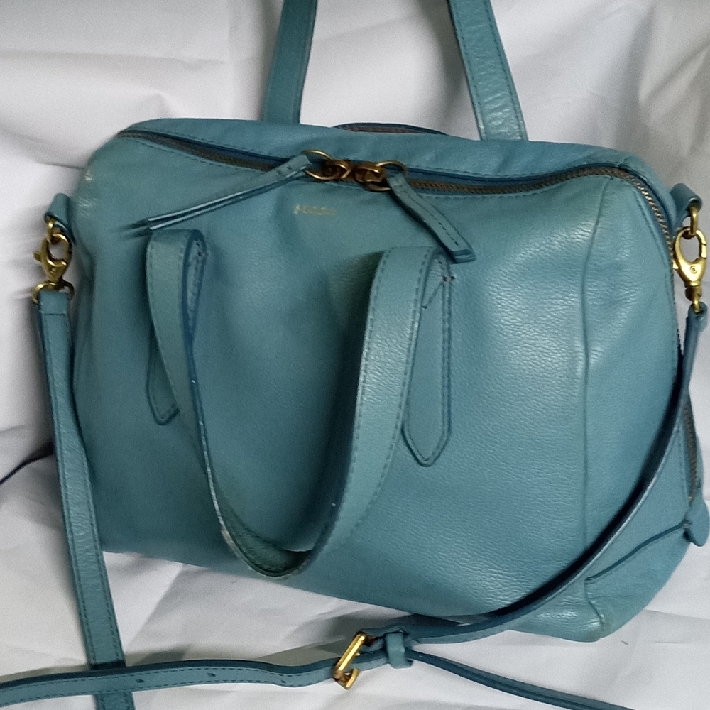 Elegant Blue Leather Women's Bag